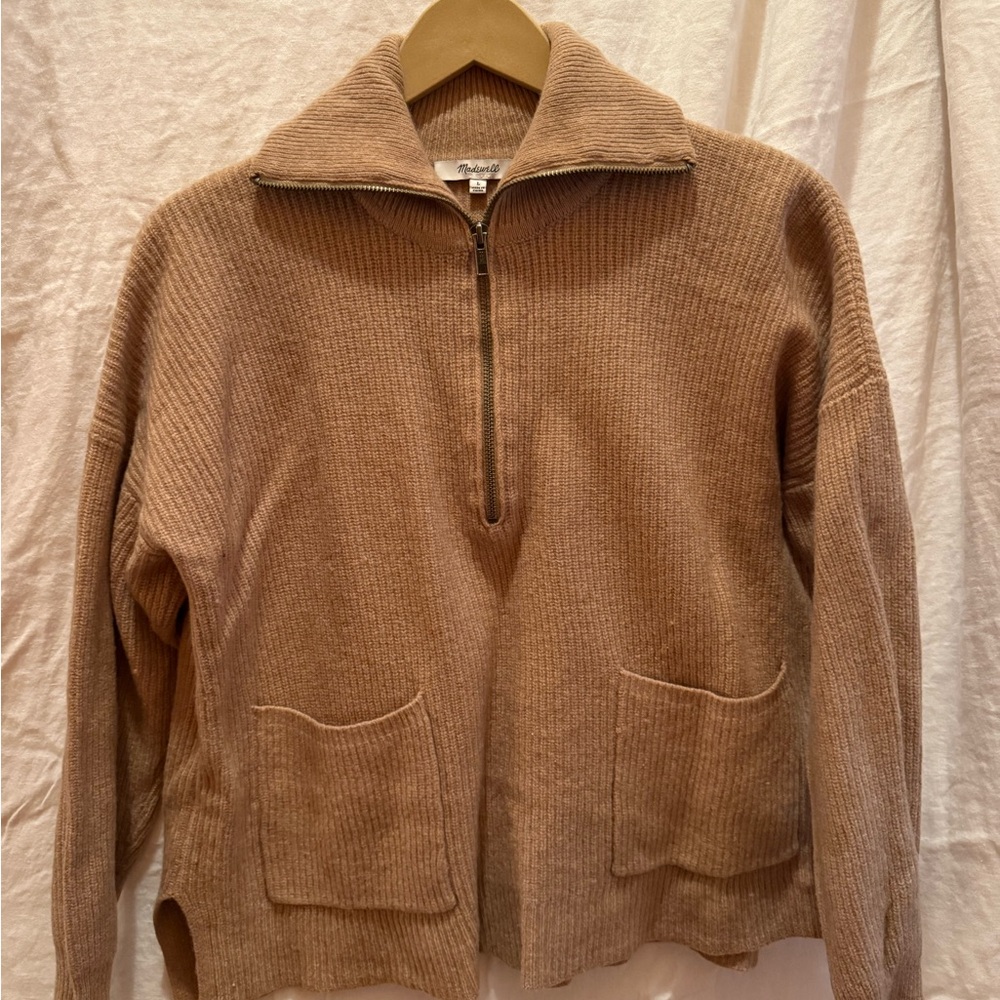 Madewell Women's Tan Half-Zip Cardigan